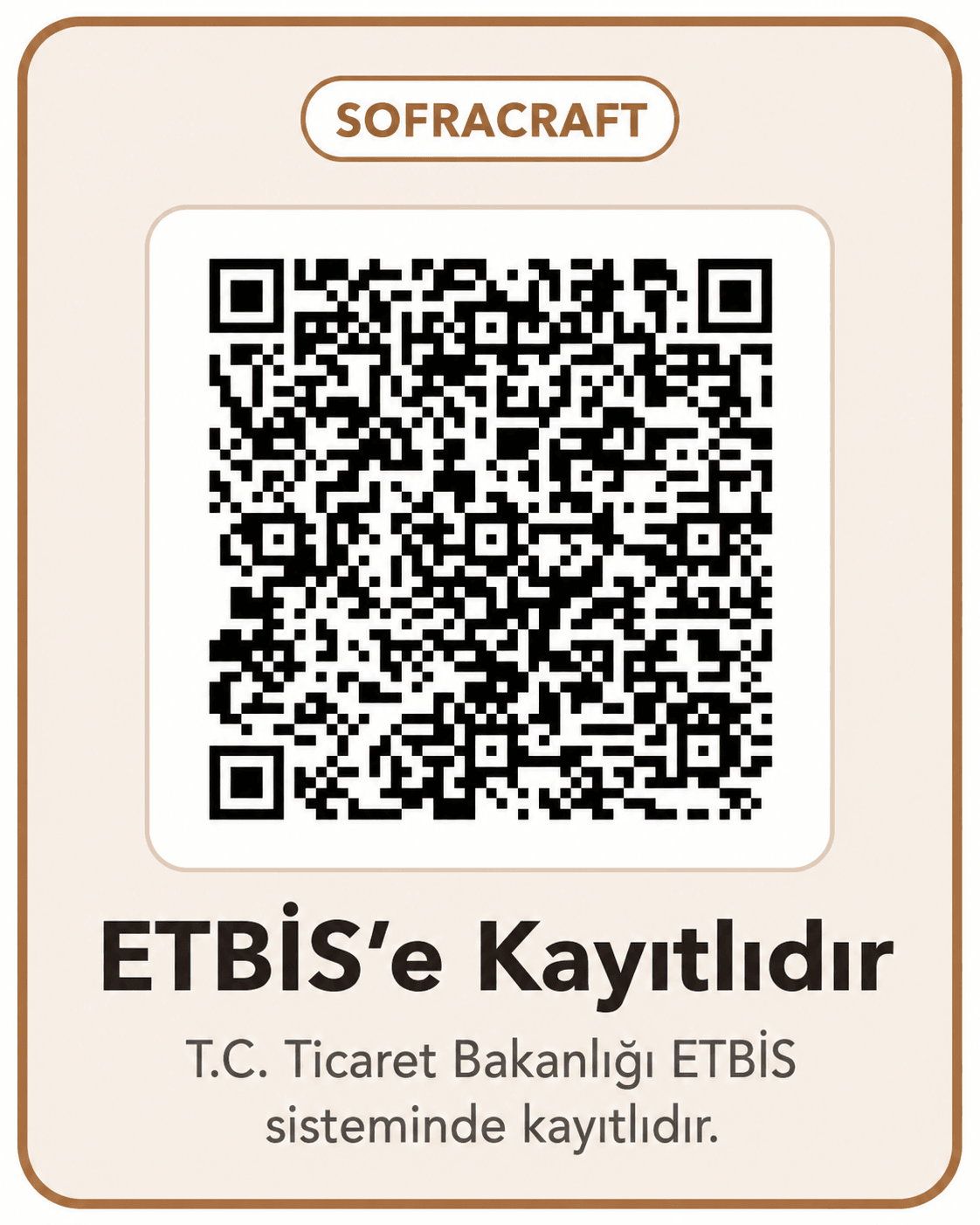 SofraCraft ETBİS'e Kayıtlıdır QR Rozeti